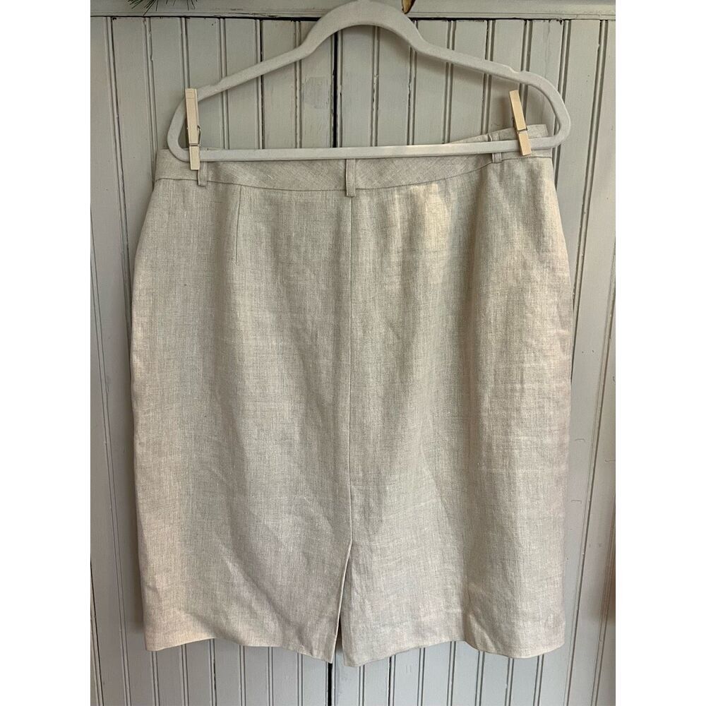 Brooks Brothers Neutral Linen Maxi Skirt with Center Slit - Picture 1 of 5